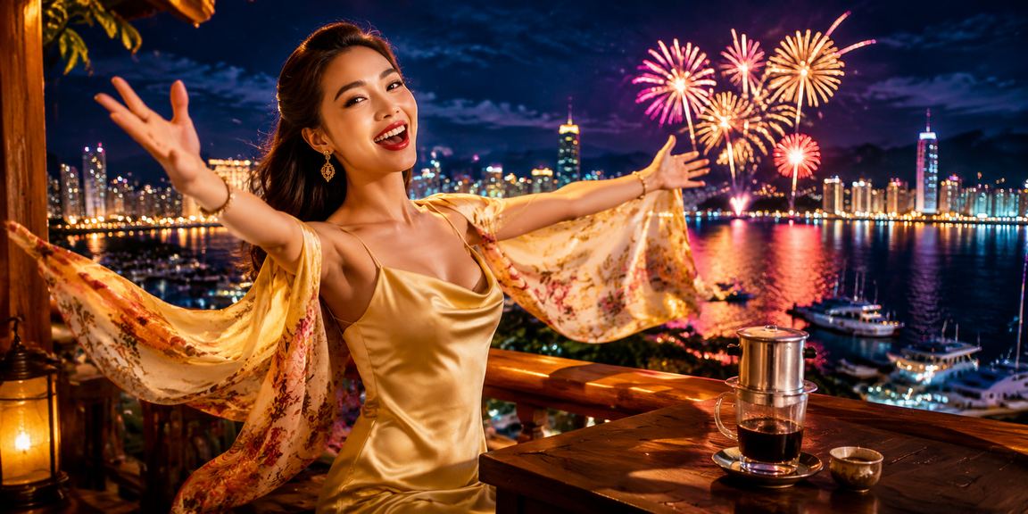 Thành viên VIP tại Nha Trang kiểm tra tài khoản và rút tiền qua điện thoại khi ngồi cà phê buổi sáng